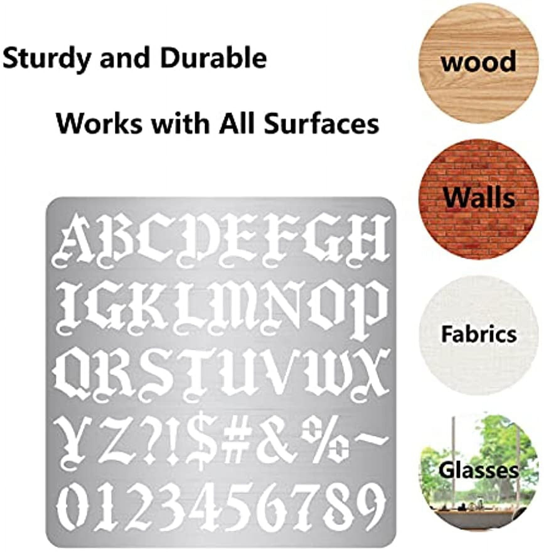 Matte Metal Letters Stencils, Gothic A to Z Alphabet & Number Stencil  Template for Painting, Wood Burning, Leather Burning, Engraving,  Scrapbooking, 6.14x6.14 inch 
