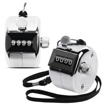 2 Pack Metal Hand Counter Four-Digit Counter with Lanyard Silver Counter Click Counter Handheld Click Counter