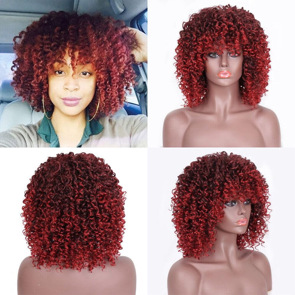 DOPI Wavelet Hair Peruvian Curly Human Hair Wig Adjustable Curly Wigs for Women