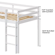 Zimtown Twin Size Loft Bed with Stairs Wood Low Sturdy Loft Bed for Bedroom, White