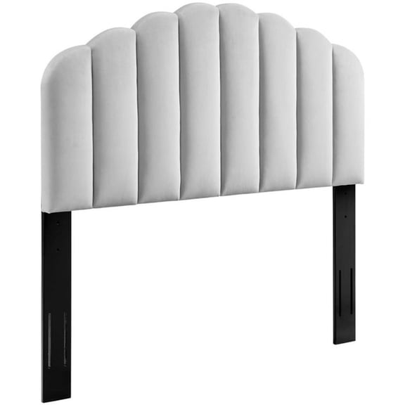 Pemberly Row Full/Queen Modern Performance Velvet Headboard in Light Gray