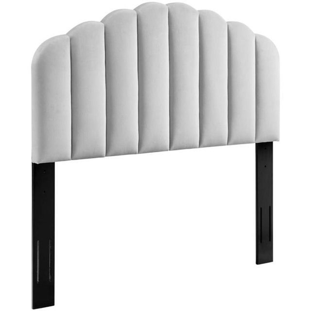 Pemberly Row Full/Queen Modern Performance Velvet Headboard in Light Gray