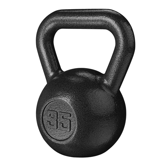 Open Box Athletic Works 35lb Kettlebell, Casting Iron, Durable Black Hammertone Finish, Black