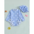 thumbnail image 4 of Gupgi Toddler Infant Girl Rash Guard with Sun Hat, Baby Swimsuit Long Sleeve Bow Print Bathing Suit Swimwear, 4 of 9