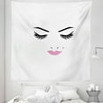 thumbnail image 1 of Eyelash Tapestry, Closed Eyes Pink Lipstick Glamor Makeup Cosmetics Beauty Feminine Design, Fabric Wall Hanging Decor for Bedroom Living Room Dorm, 5 Sizes, Fuchsia Black White, by Ambesonne, 1 of 1
