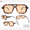 thumbnail image 2 of Mens Squared Rectangular Racer Plastic Urban Hipster Sunglasses Tortoise - Beige, 2 of 8