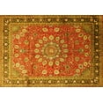 thumbnail image 1 of Ahgly Company Machine Washable Indoor Rectangle Medallion Yellow Traditional Area Rugs, 4' x 6', 1 of 4