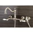 thumbnail image 2 of Kingston Brass KS1248BPLBS Bel-Air Wall Mount Bridge Kitchen Faucet with Brass Spray, Brushed Nickel, 2 of 3