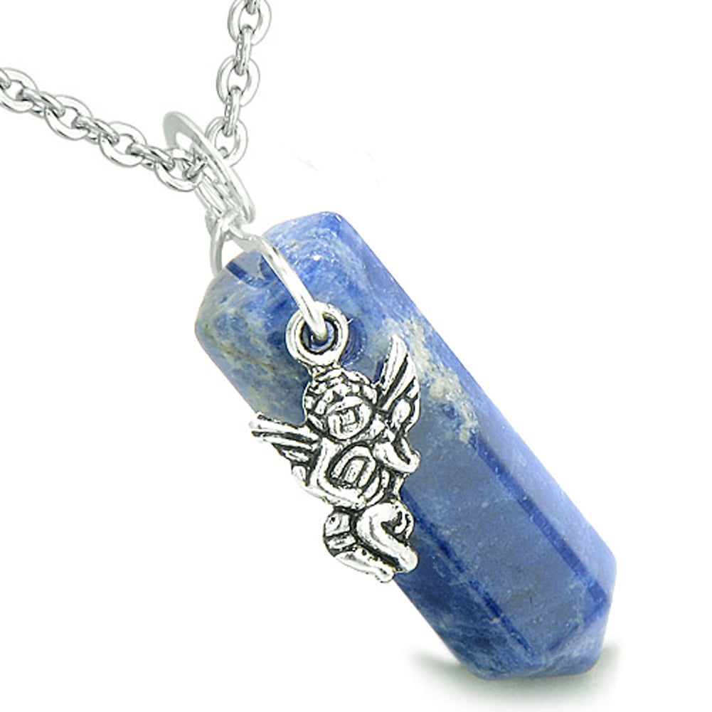 Lucky Dolphin Sodalite Good Luck Powers Amulet Pendant 22 Inch Necklace