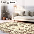 thumbnail image 2 of ODIKA 5'x7' Machine Washable Non-Slip Area Rug, Heritage Beige Mousepad Miniature Elegant Desk Design High Traffic Rug, Beige, 47644, 2 of 7