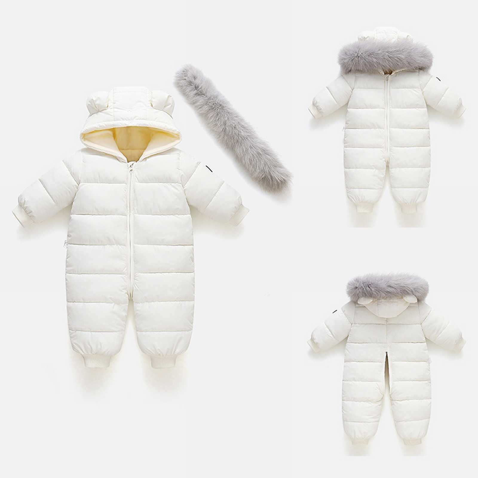 XXWXYD Baby Thermal Insulated Down Jacket Romper Detachable Collar Hooded Winter Snowsuit Thickened Coat Cold Weather Gear Windproof Outerwear