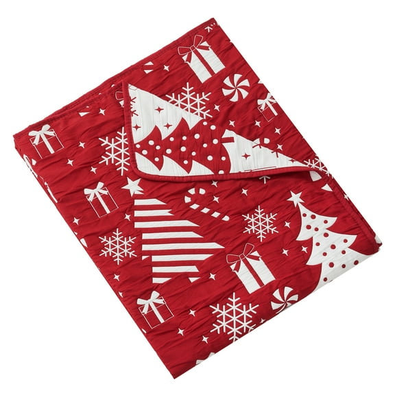 Greenland Home Woven Matelassé Peppermint Party Holiday Throw Blanket, 50" x 60"