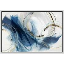 wall26 Framed Canvas Print Wall Art Pastel Blue Grunge Brush Stroke Collage Abstract Shapes Illustrations Modern Art Decorative Bohemian Multicolor for Living Room, Bedroom, Office - 16"x24&quot