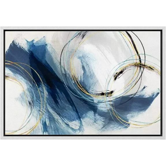 wall26 Framed Canvas Print Wall Art Pastel Blue Grunge Brush Stroke Collage Abstract Shapes Illustrations Modern Art Decorative Bohemian Multicolor for Living Room, Bedroom, Office - 16"x24&quot