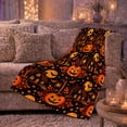 thumbnail image 6 of Haunted Village autumn celebration Pumpkin Pattern Festive Autumn Cartoon, Warm Flannel Blanket for Living Room and Family Room, Festive autumn celebration Scene, Art Lovers autumn celebration Gift, 6 of 9