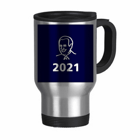 

USA President Character Joseph Year Blue Travel Mug Flip Lid Stainless Steel Cup Car Tumbler Thermos