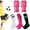 black,white,rose, variant on Hengguang 4 Pcs Soccer Shin Guards Set for Kids - Youth Protective Pads with 3 Pairs Socks, Lightweight Breathable Gear for Boys & Girls Ages 6-14
