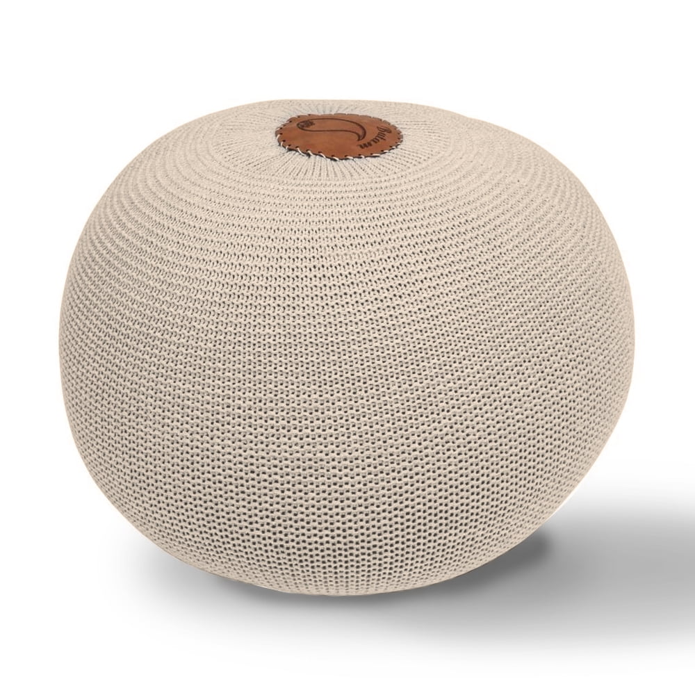 AZK Modern Ottoman Puff Ivory Puff Ottoman Poufs for Living room, Bedroom, for Kids Foot