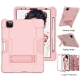 thumbnail image 2 of Case for iPad Air 4th Gen & iPad Pro 11 Inch 3rd Gen 2021/2020/2018, Kickstand Shockproof Kids Proof Case Heavy Duty High Impact Resistant Hybrid Three Layer Rugged Defender Protection Case, Rosegold, 2 of 5