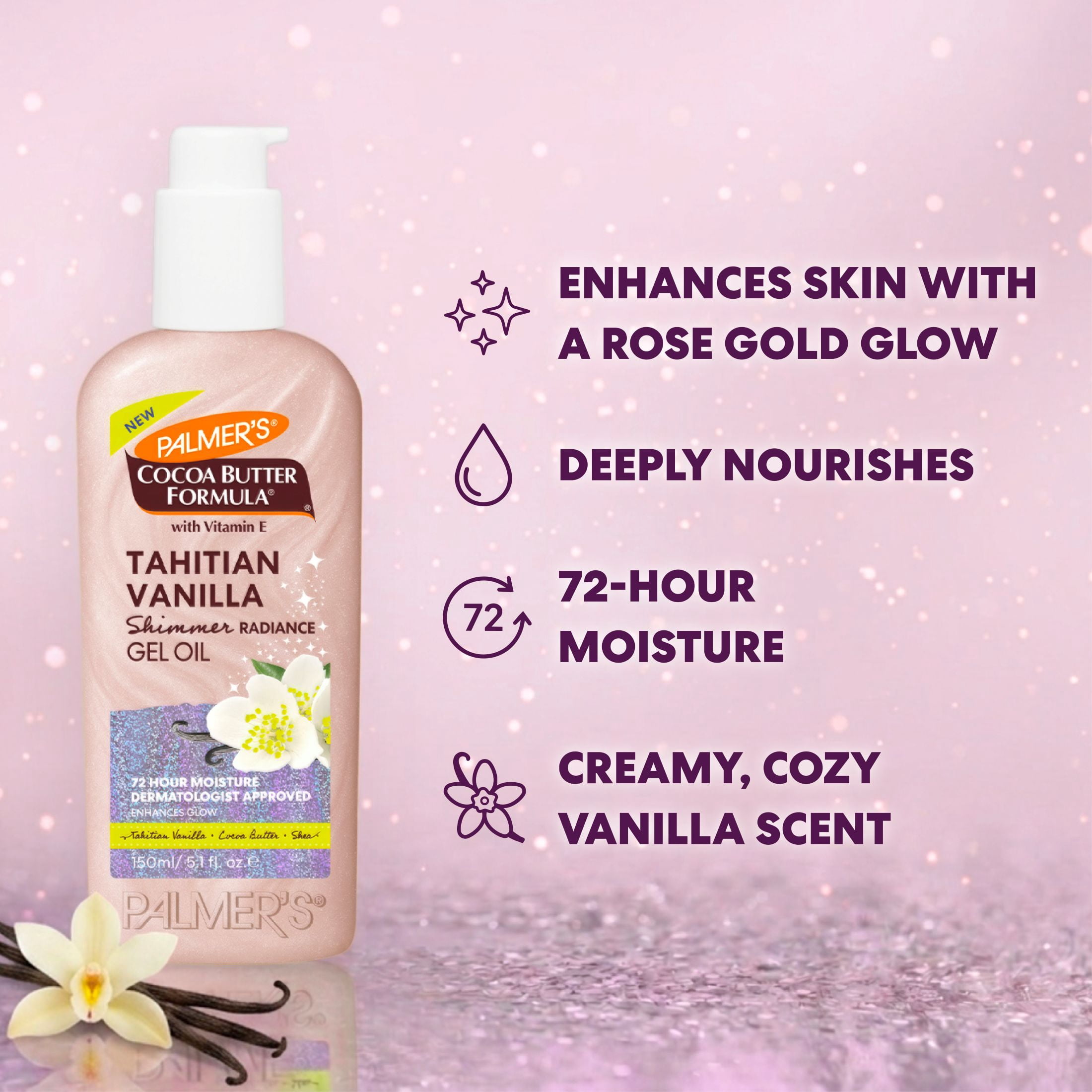 Palmer's Tahitian Vanilla Shimmer Gel Oil, 5.1 fl.oz.