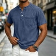 thumbnail image 6 of Miqool Washed Denim Shirt for Man Short Sleeve Collared Casual Lightweight Ruched Summer Jean Top with Chest Pockets, 6 of 8
