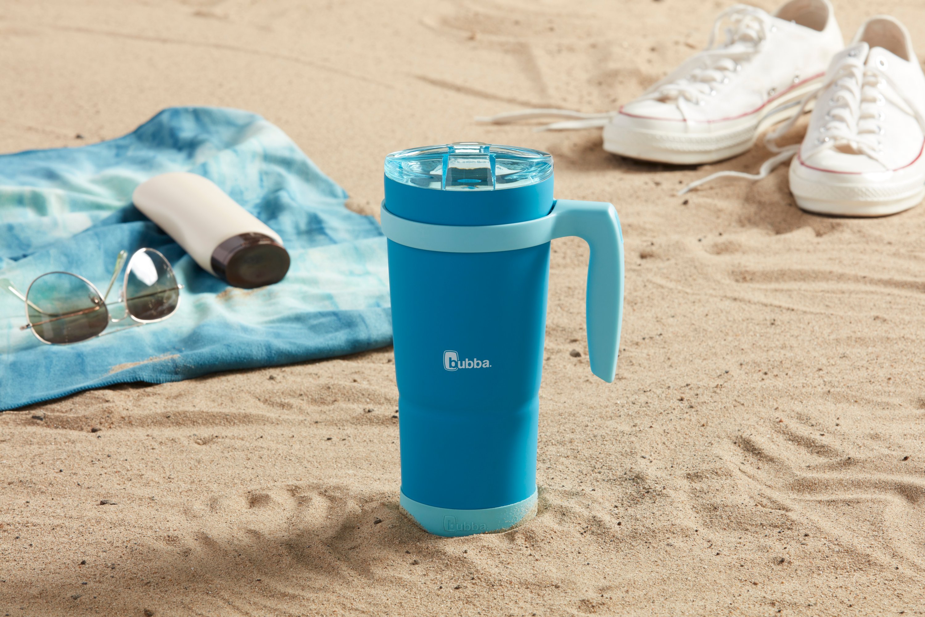 bubba Envy S Stainless Steel Tumbler with Handle and Bumper Rubberized BlueTutti Fruity, 32 fl oz.