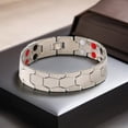 thumbnail image 4 of Bracelet Magnétique pour Hommes en Acier Titane avec Double Rangée de 4 Aimants, 4 of 6
