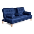 thumbnail image 2 of Sofá Cama de Lino Azul Makora Con Portavasos Modelo Queen, 2 of 7