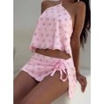 thumbnail image 5 of LMLYSoH Women's Summer Flower Set Summer Fashionable Sequin Sleeveless Halter Neck Crop Tops with Mini Skirt 2 Piece Outfit, 5 of 9
