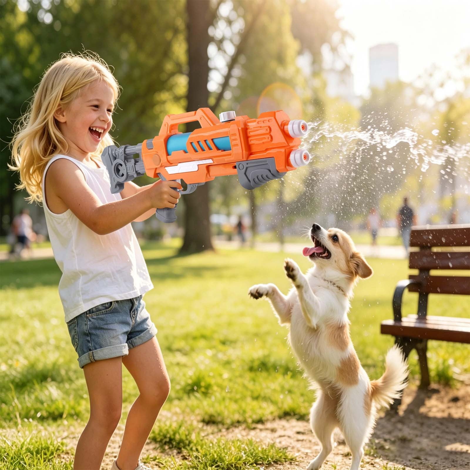 VKLU 23" XL Orange Squirt Blaster, Extra Large Capacity Water Soaker, Heavy Duty Pump Action Toy for Summer Lake Days & Outdoor Celebrations