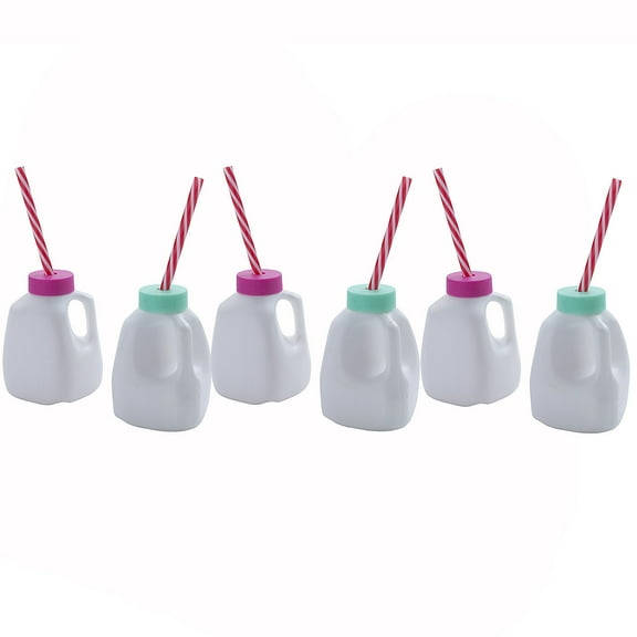 Fun Express 3 3/4" 6 oz. Bulk 60 Ct. Mini Milk Carton-Shaped Cups with Straws