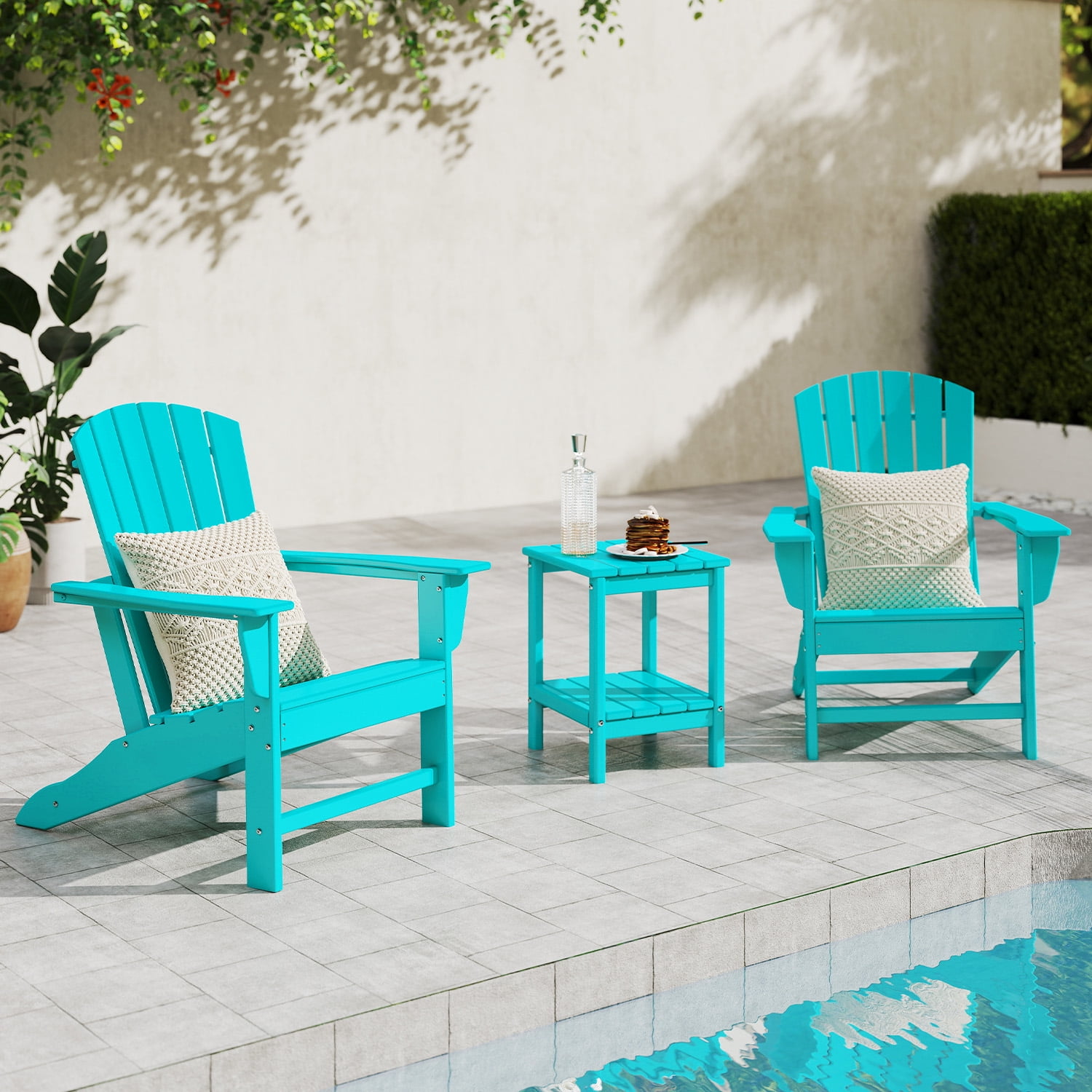 PIPOPA Outdoor Adirondack Chair, HDPE All Weather Patio Chair for Deck Backyard Garden, Aqua