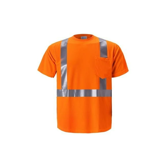 2W International TB103C-2 XL Class 2 High-Viz Short Sleeve Birdseye T-Shirt, Orange - Extra Large