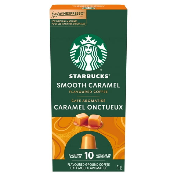 Starbucks Smooth Caramel, For NESPRESSO Original, Flavoured Blonde Roast, Notes of Buttery Caramel and Vanilla, NESPRESSO Coffee Capsules, 10 ct, 51 g