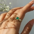 thumbnail image 4 of Rosec Jewels Nature Inspired Ring for Women, Emerald Flower Ring with Diamond (AAA Quality), 14K Yellow Gold, US 4.50, 4 of 9