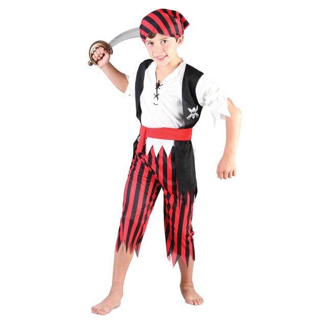 Bristol Novelty - Disfraz de pirata para niños (Rojo/Negro/Blanco)
