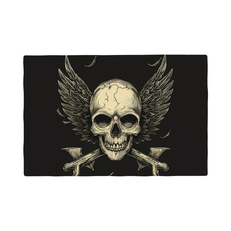 

Table Placemats Set of 4 - Gothic Winged Skull 12x18 In Faux Linen Double Heat Resistant Place Mats Cloth Indoor/Outdoor Placemats Washable Table Mats for Dining Kitchen Party