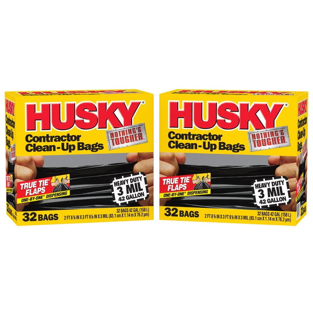 32-Count 42-Gallon Husky HK42WC032B Contractor Clean-Up Bags 3 Mil 