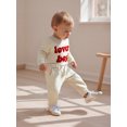 thumbnail image 6 of BemeyourBBs Baby Boy Spring Clothes Valentines Day Outfits Lover Boy Letter Embroidery Romper Solid Pants Set, 6 of 9