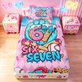 thumbnail image 3 of meiyoeat Graffiti 67 Number Baseball Twin Sheets for Girls, Sprinkle Dessert Drip Bedding, 3 Pieces, 1 Flat Sheet, 1 Fitted Sheet and 1 Pillowcase, 3 of 5