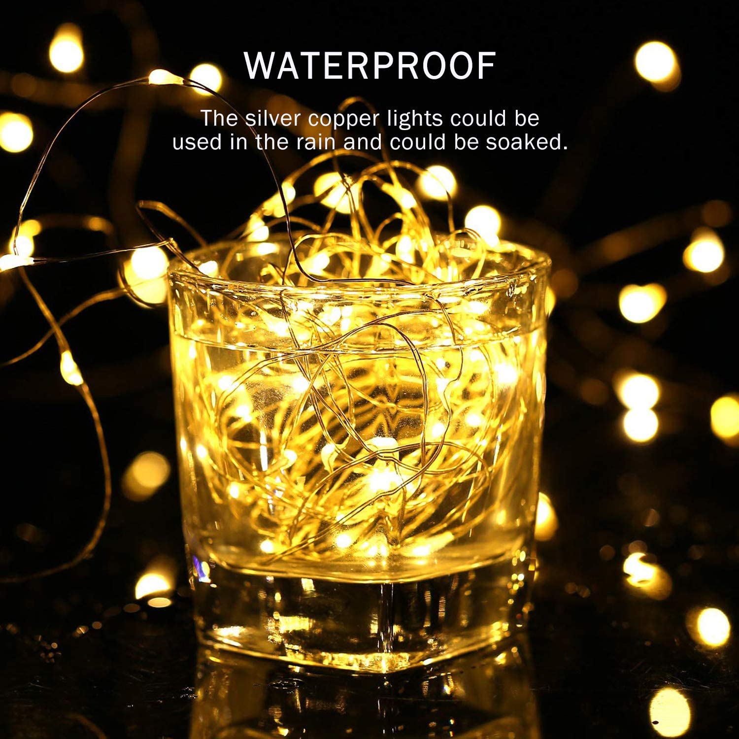 GLUAAE 33 Feet 100 LED Fairy Lights, Warm White, 4-Pack photo 3