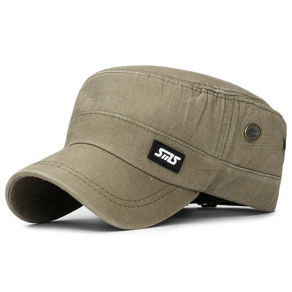 ZQUUVOU Women's Vintage Flat Top Cadet Cap Washed Cotton Unisex Solid Color Hat Adjustable Strap Fashion Daily Wear Olive Green