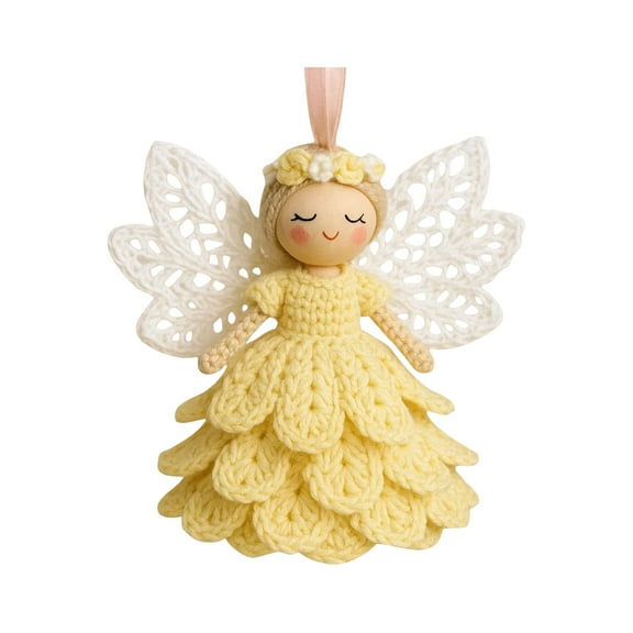 LQPWZU DIY Crochet Angel Ornament Kit, Christmas Crochet Craft Kit with Yarn for Beginners, Easy Starter Craft to Create Your Own Christmas Hanging Ornaments, Warm Home Party Decor Embellishments