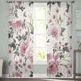 thumbnail image 4 of Floral Pattern with Pink Roses Sheer Window Curtains for Living Room The Bedroom Modern Chiffon Voile Curtains Fabric Drapes, 4 of 7