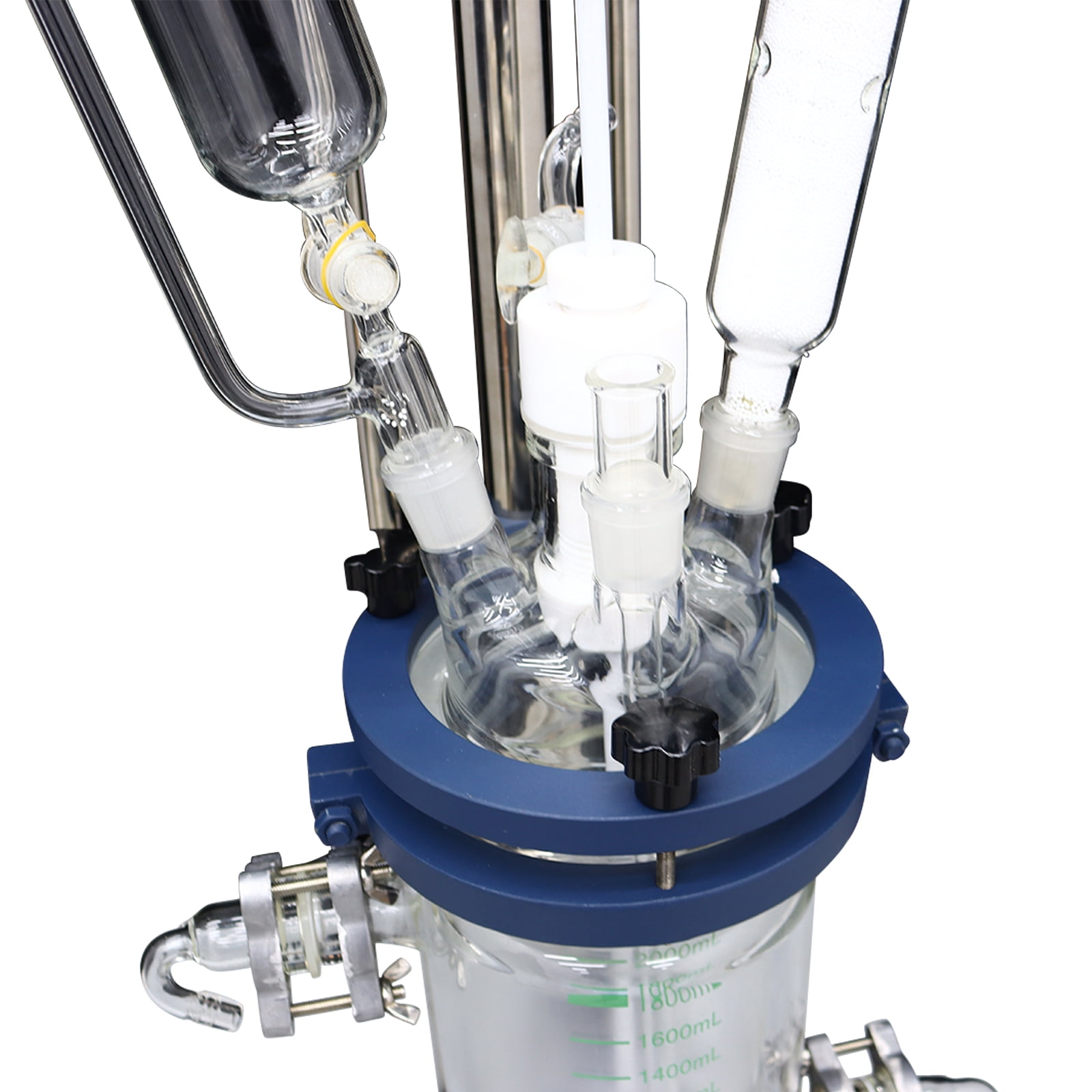INTSUPERMAI 2L Glass Reactor Lab Reactor Double Jacketed Digital Display