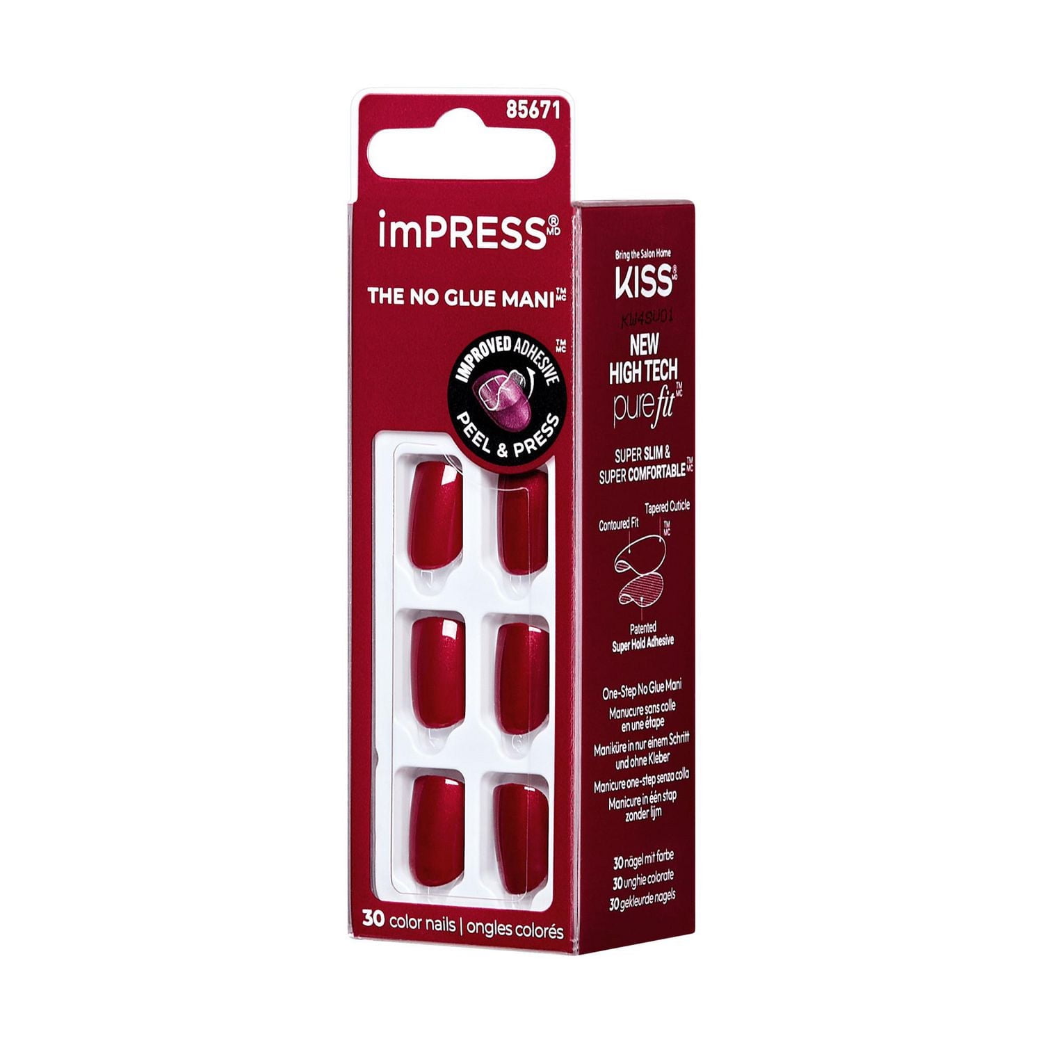 KISS ImPRESS Color - 30 faux ongles, courts Gel en minutes