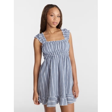 No Boundaries Empire Waist Dress with Cap Sleeves, Women's XXS-XXL