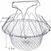 pcs foldable stainless steel salad baskets, steaming and rinsing basket for french fries, vegetables and salads