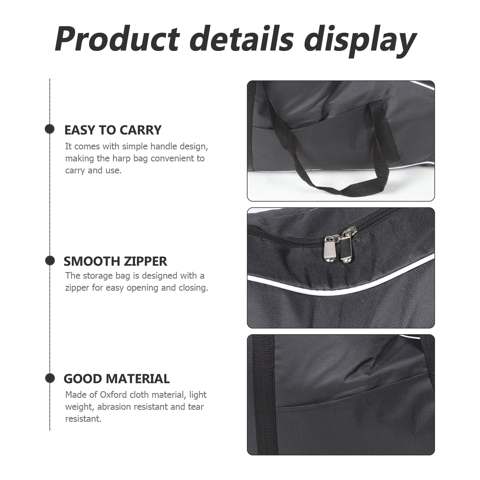 Jiandong lyre harp carrying bag Oxford Padded Harp Bag - Fits 15-19 Strings(25.98X20.08X5.51Inch)