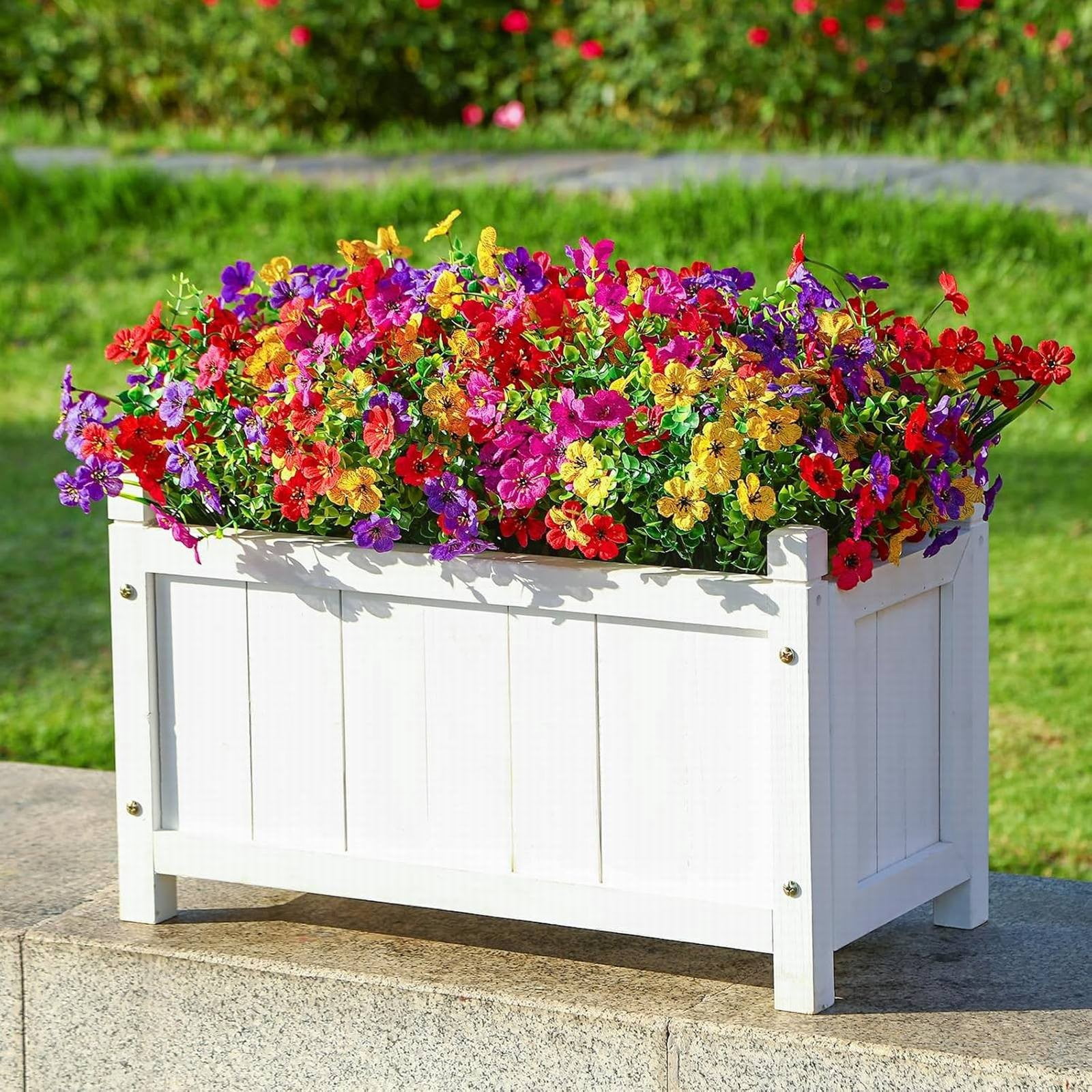 12 Pack Artificial Flowers 18" Long, Red Yellow Purple Pink Faux Plants for Indoor Outdoor Decor, DIY Garland Making, Fade Resistant Fake Flowers